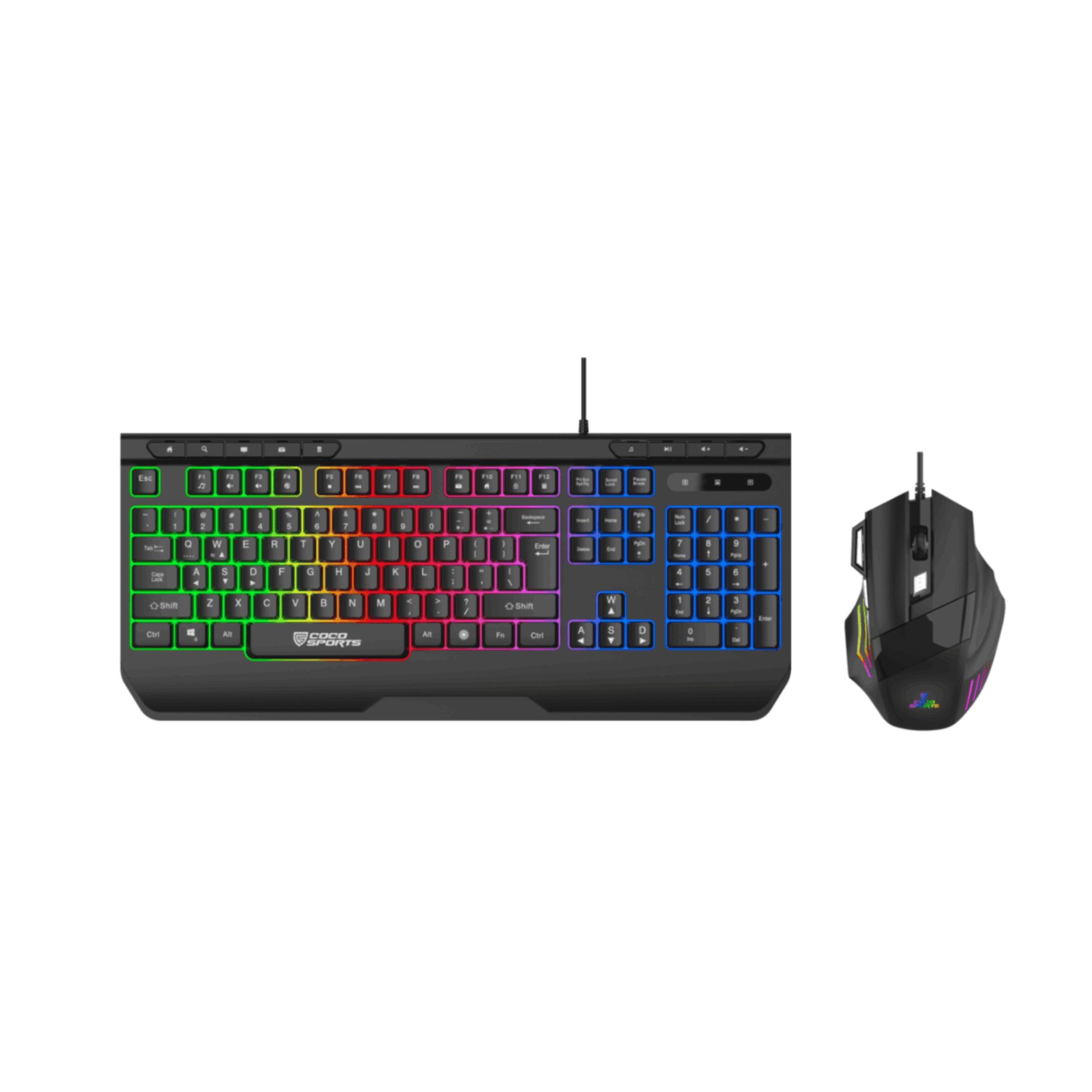 Fury Gaming Keyboard and Mouse Combo with Rainbow Backlighting